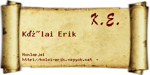 Kálai Erik névjegykártya
